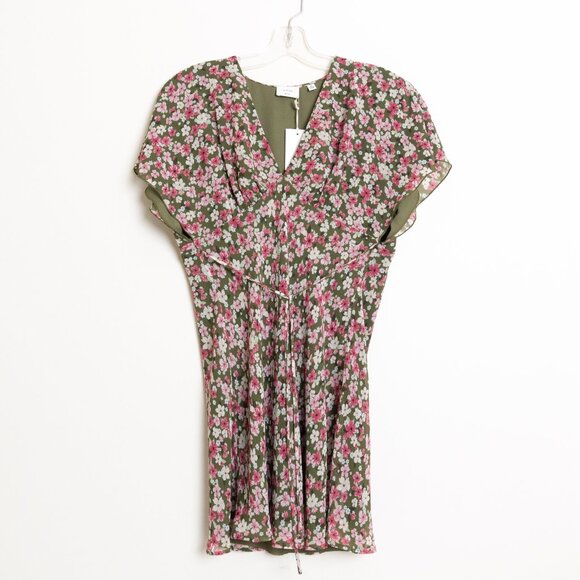 Aritzia Wilfred Terrace Dress Chiffon V Neck Dress Floral XS *Altered - Picture 3 of 13